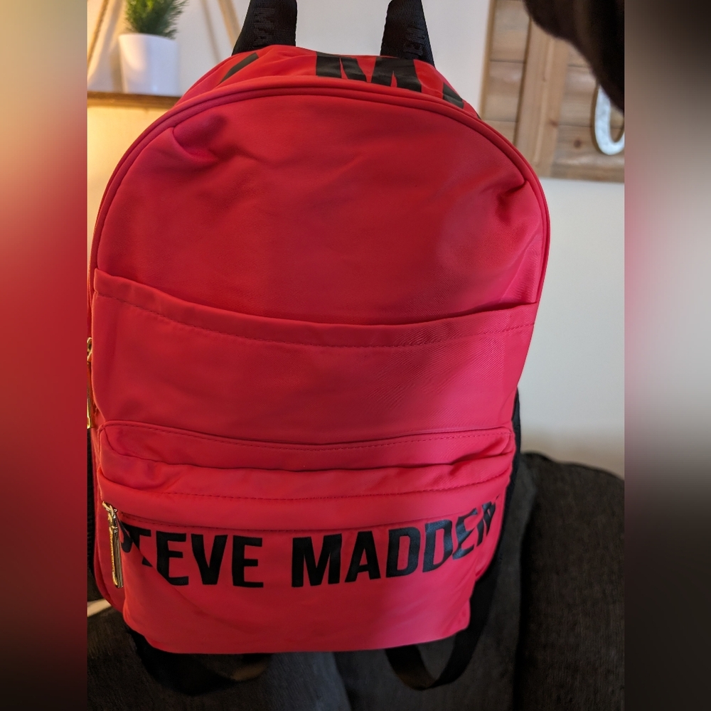 Steve Madden pink and black backpack